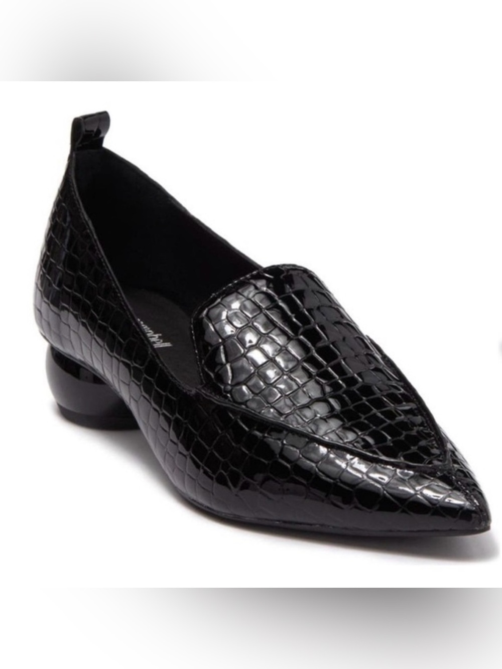Jeffrey Campbell Black Croc-Embossed Pointed Toe Loafer